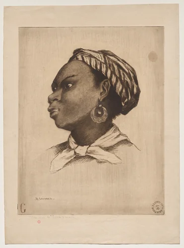 An African Woman, after Eva Gonzalès by Henri Charles Guérard, drawing, 1883-1893