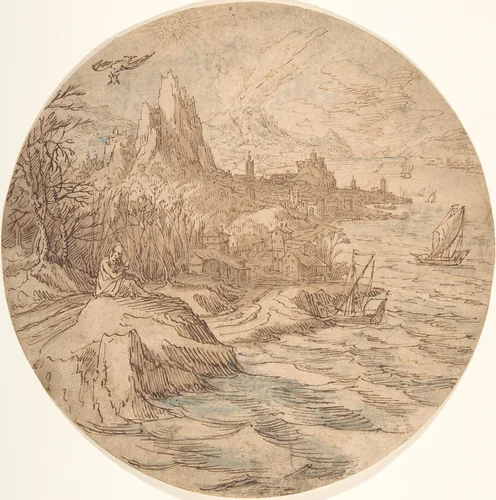 The Death of Aeschylus by Tobias Verhaecht, drawing, 1576-1606