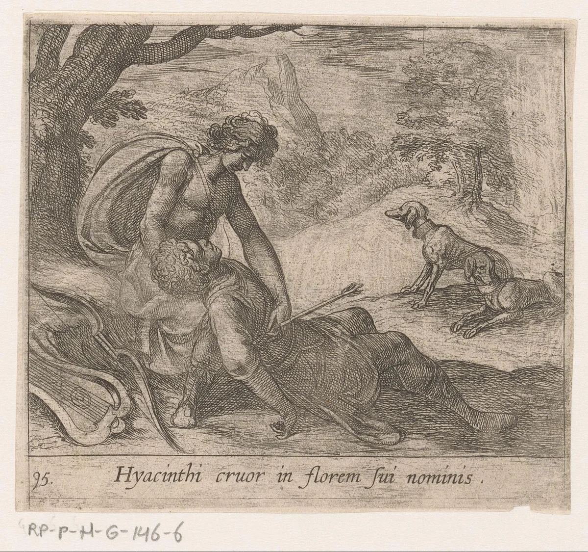 Dood van Hyacinthus by Antonio Tempesta, print, 1606-1638