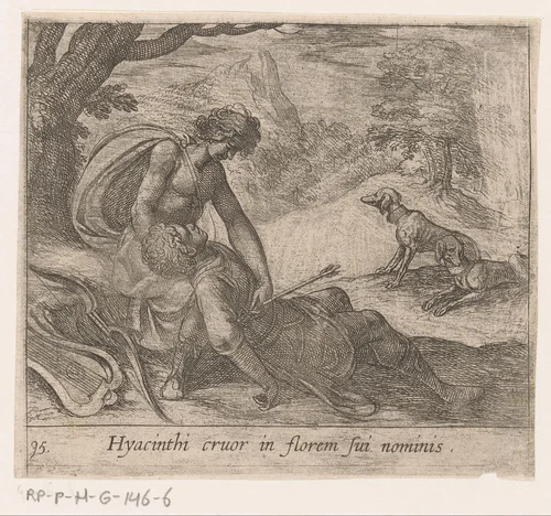 Dood van Hyacinthus by Antonio Tempesta, print, 1606-1638