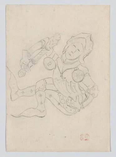 Study of a Fallen Soldier by Eugène Delacroix, drawing, 1825-1830