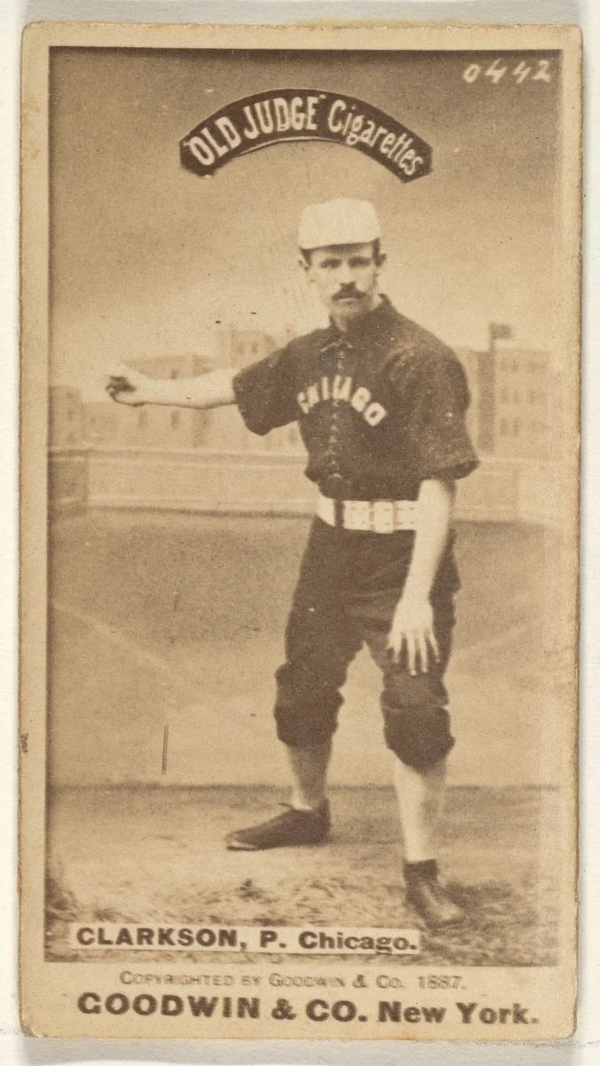 Clarkson, Pitcher, Chicago, from the Old Judge series (N172) for Old Judge Cigarettes by Goodwin & Company, photograph, 1887