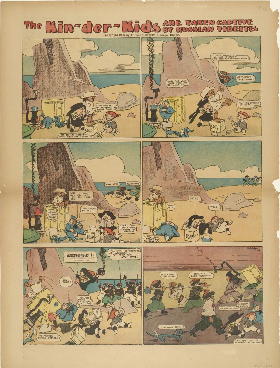 The Kin-der-Kids are Taken Captive by Russian Videttes from The Chicago Sunday Tribune by Lyonel Feininger, print, 1906