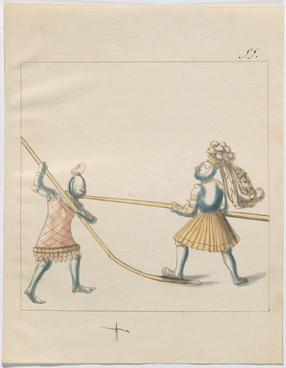 Foot Combat with Pikes by German 16th Century, drawing, 1515