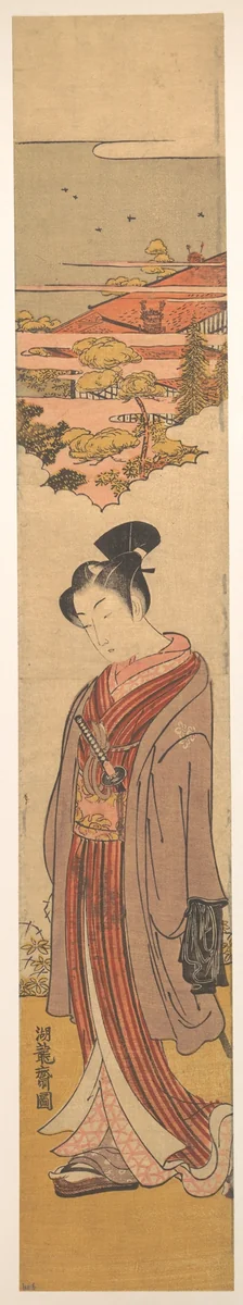 Young Man Strolling near the Sea by Isoda Koryūsai, print, 1770-1790