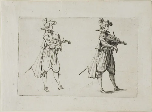The Violin Player, from The Caprices by Jacques Callot, print, 1617-1627