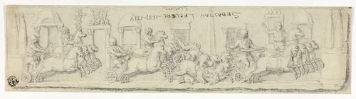 Antique Relief of Chariot Race by Sébastien Le Clerc, drawing, 1657-1714