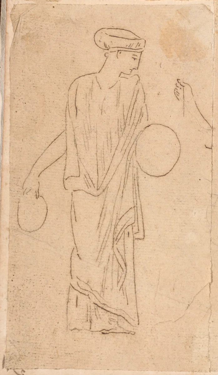 Woman with Tambourines by Jacques-Louis David, drawing, 1775-1780