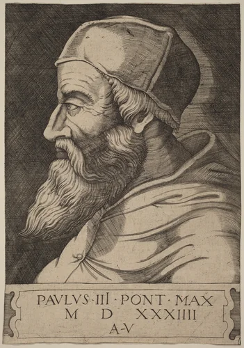 Pope Paul III by Agostino dei Musi, print, 1534
