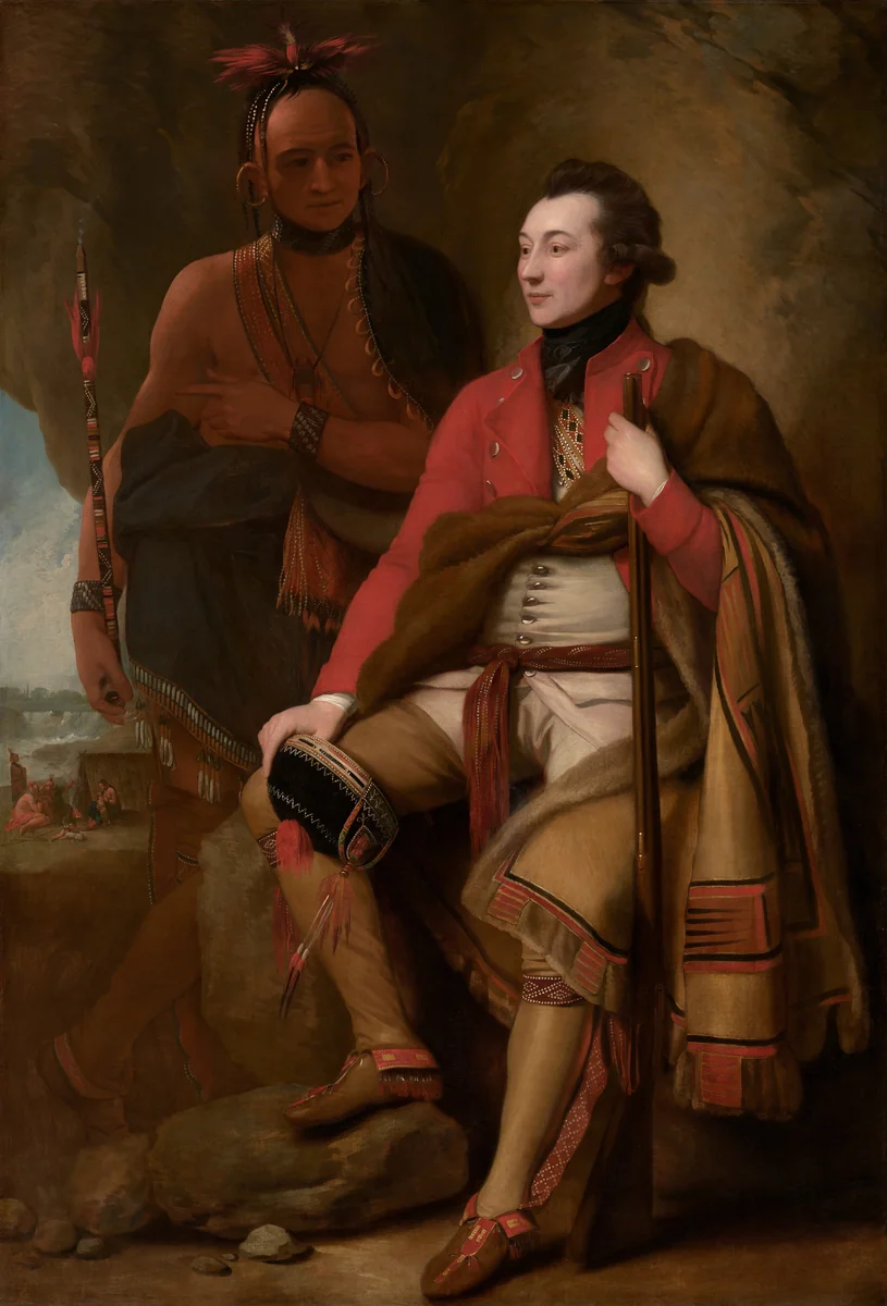 Colonel Guy Johnson and Karonghyontye (Captain David Hill) by Benjamin West, painting, 1776