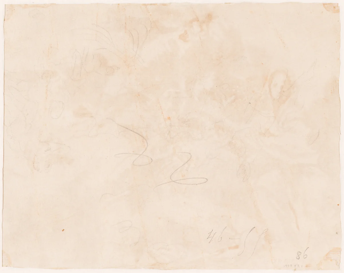 Sketch for the Flight into Egypt [verso] by Giovanni Domenico Tiepolo, drawing, 1750-1755