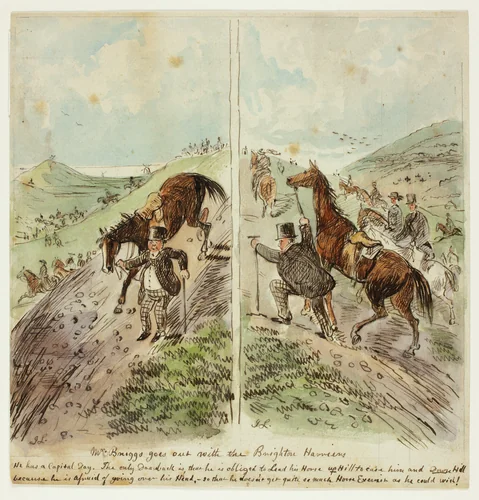 Mr. Briggs Goes Out with the Brighton Harriers by John Leech, painting, 1850-1859