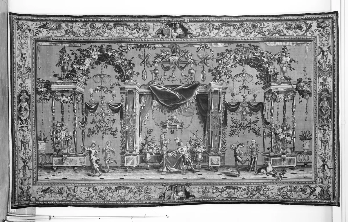 Musicians and Dancers from a set of five Grotesques by Jean Baptiste Monnoyer, textile, 1683-1716