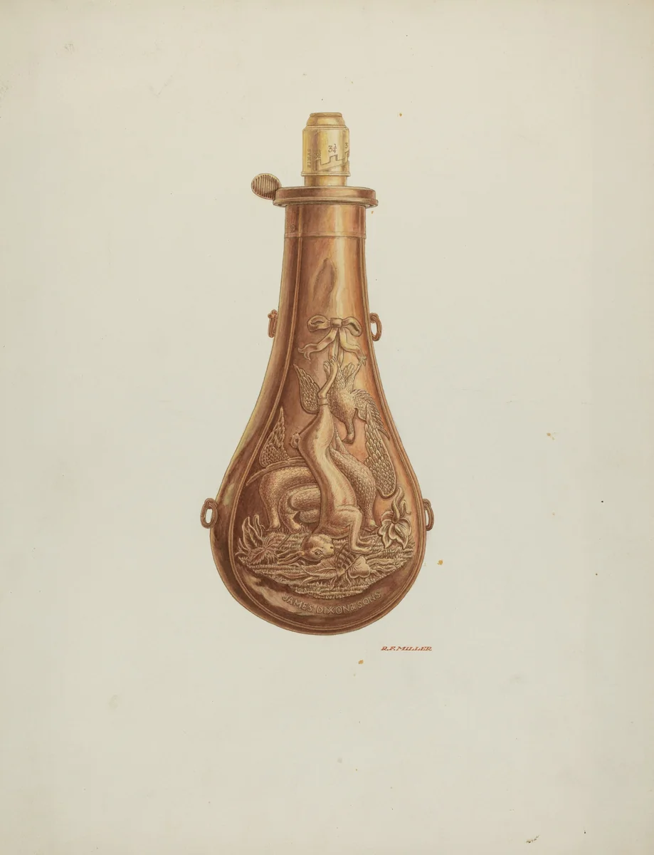 Powder Flask by Randolph F. Miller, index of american design, 1939