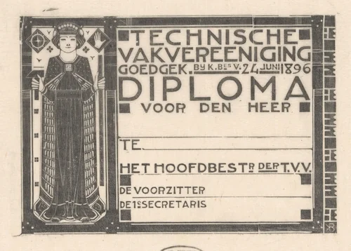 Diploma Technische Vakvereeniging by Karel Petrus Cornelis de Bazel, print, 1934