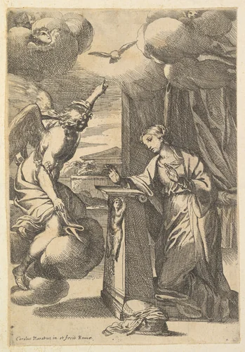 The Annunciation by Carlo Maratti, print, 1625-1713