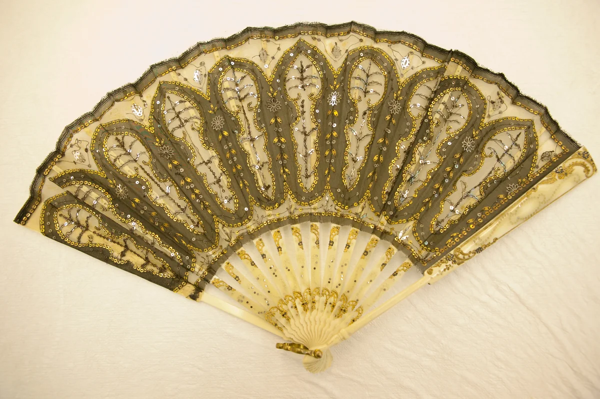 Fan by France, textile, 1870-1880