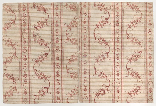 Book cover with stripe and floral pattern by anonymous, print, 1700-1800