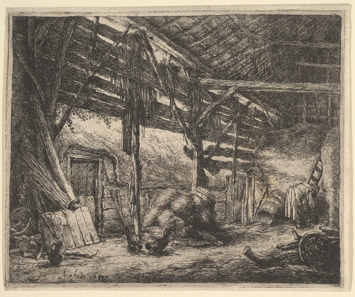 The Barn by Adriaen van Ostade, print, 1647