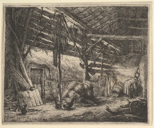 The Barn by Adriaen van Ostade, print, 1647