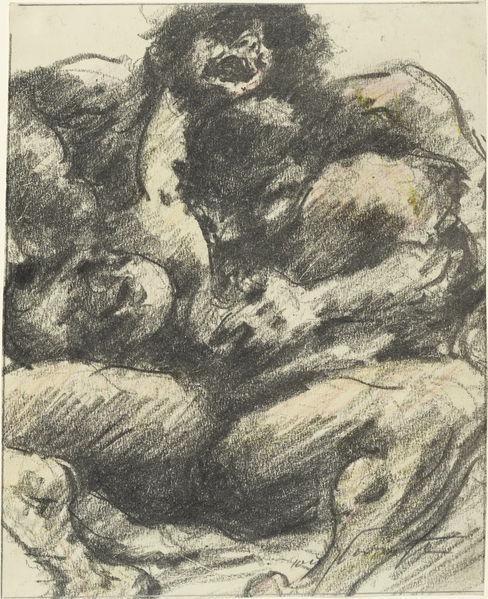 The First Human Beings (Die ersten Menschen) by Lovis Corinth, drawing, 1919