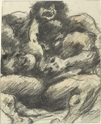 The First Human Beings (Die ersten Menschen) by Lovis Corinth, drawing, 1919