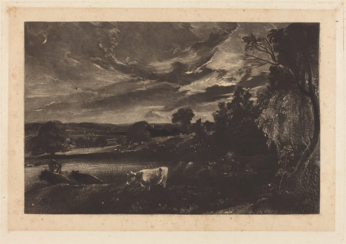Summer Evening by David Lucas; John Constable, print, 1829
