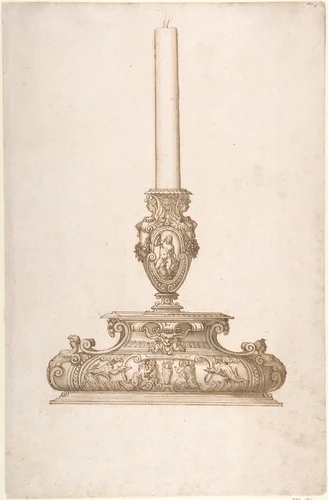 Design for a Candlestick by Ottavio Strada, drawing, 1510-1563
