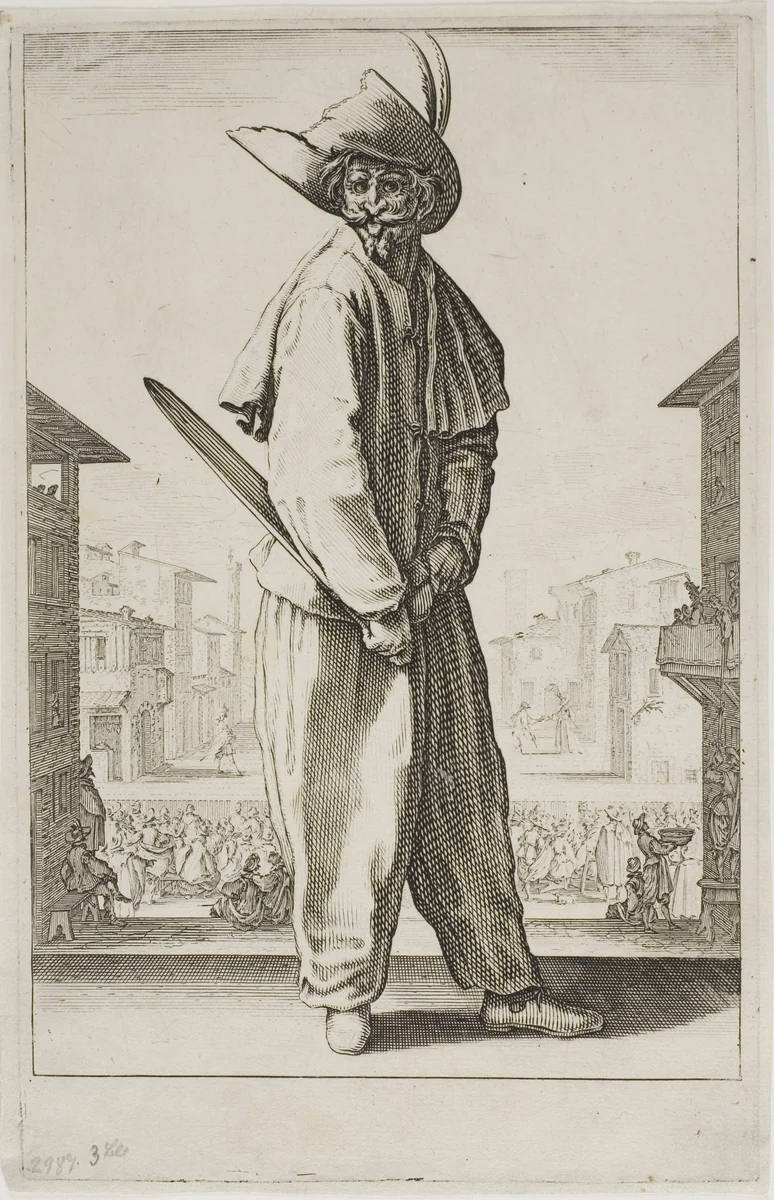 Zanni, from Three Italian Comedians by Jacques Callot, print, 1618-1620