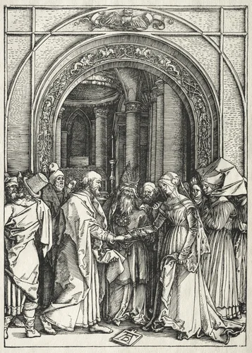 Life of the Virgin: Marriage of the Virgin and St. Joseph by Albrecht Dürer, print, 1504-1505