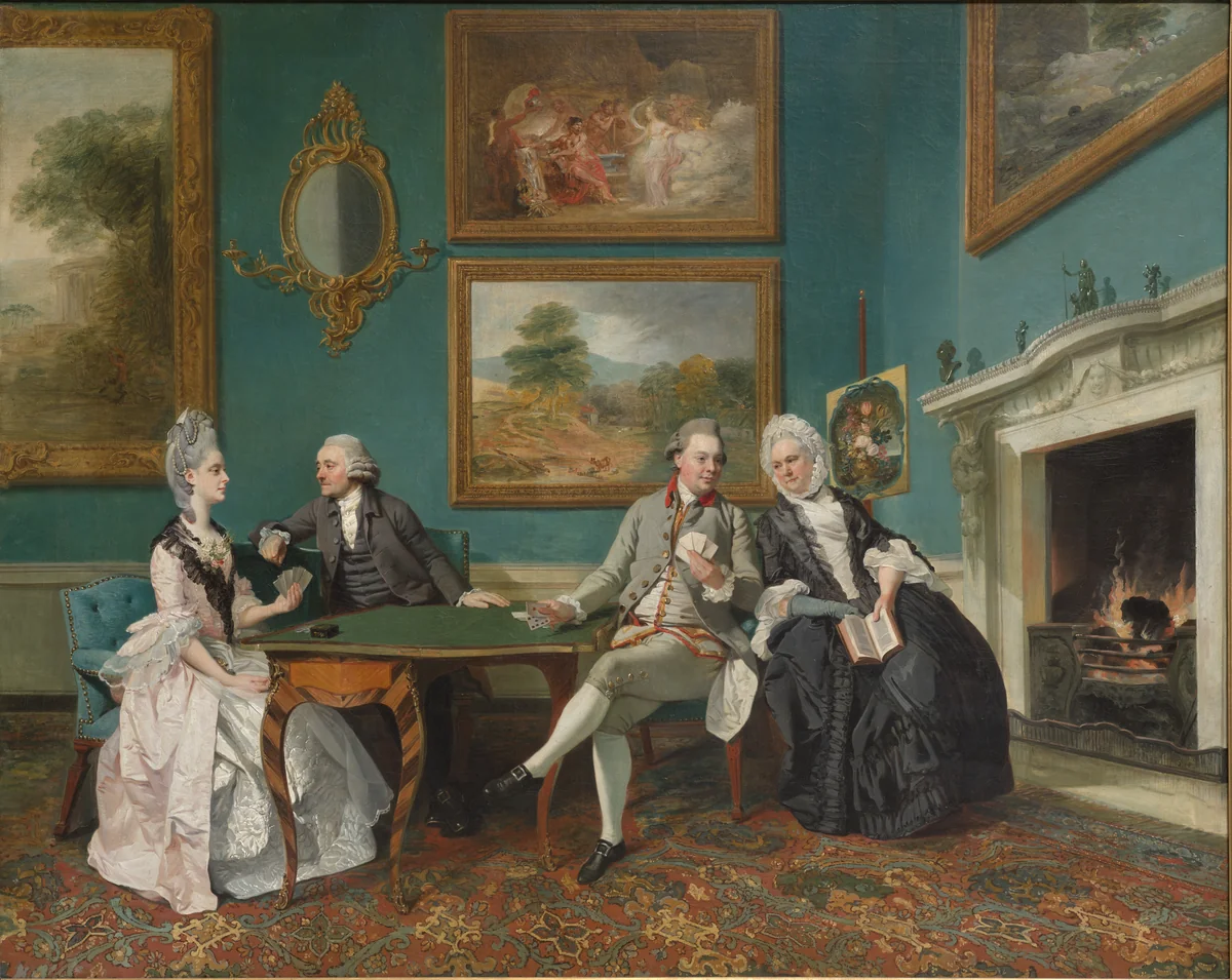 The Dutton Family in the Drawing Room of Sherborne Park, Gloucestershire by Johann Zoffany, painting, 1771-1772