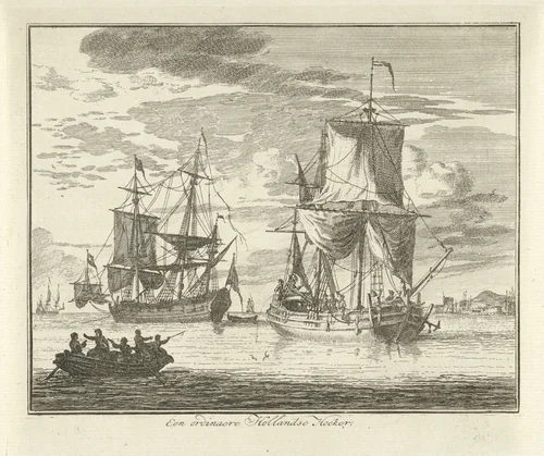 Hollandse hoeker op het water by Adolf van der Laan, print, 1694-1755