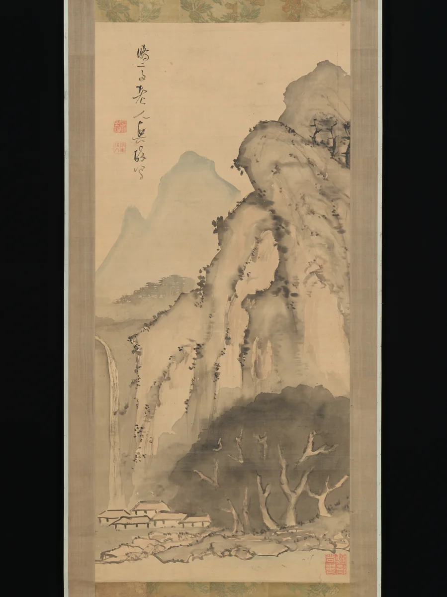 Landscape with Waterfall by Kameda Bōsai (亀田鵬斎), painting, 1600-1899