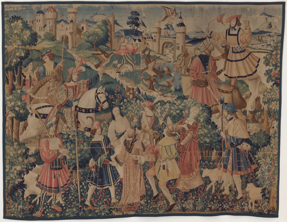 Hunting and Pastoral Scenes, with a bagpiper and dancers by Unknown 16th Century Workshop, decorative art, 1510