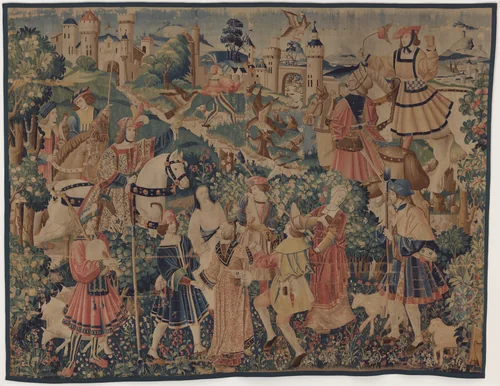 Hunting and Pastoral Scenes, with a bagpiper and dancers by Unknown 16th Century Workshop, decorative art, 1510