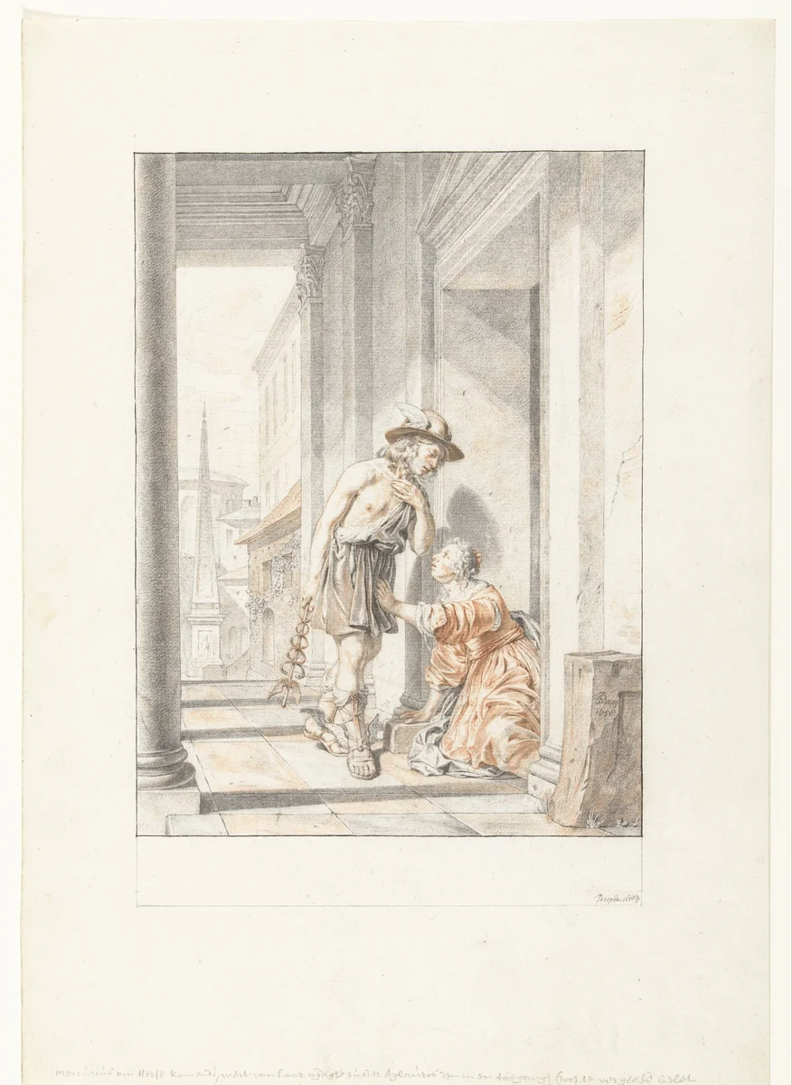 Mercury and Aglauros by Joseph de Bray, drawing, 1658