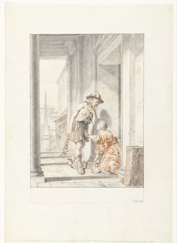 Mercury and Aglauros by Joseph de Bray, drawing, 1658