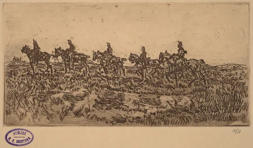 Hussars Riding Single File by George Hendrik Breitner, print, 1857-1923