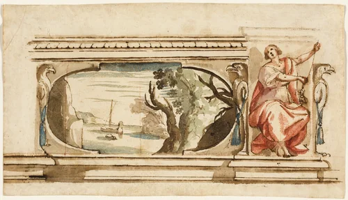 Study for a Painted Frieze by Flaminio Allegrini, drawing, 1625-1627