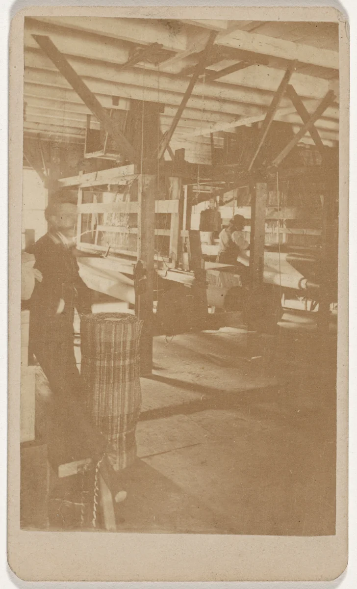 Coverlet and Carpet Weaving Factory Interior by John T. Reading, photograph, 1870-1879