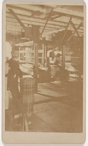 Coverlet and Carpet Weaving Factory Interior by John T. Reading, photograph, 1870-1879