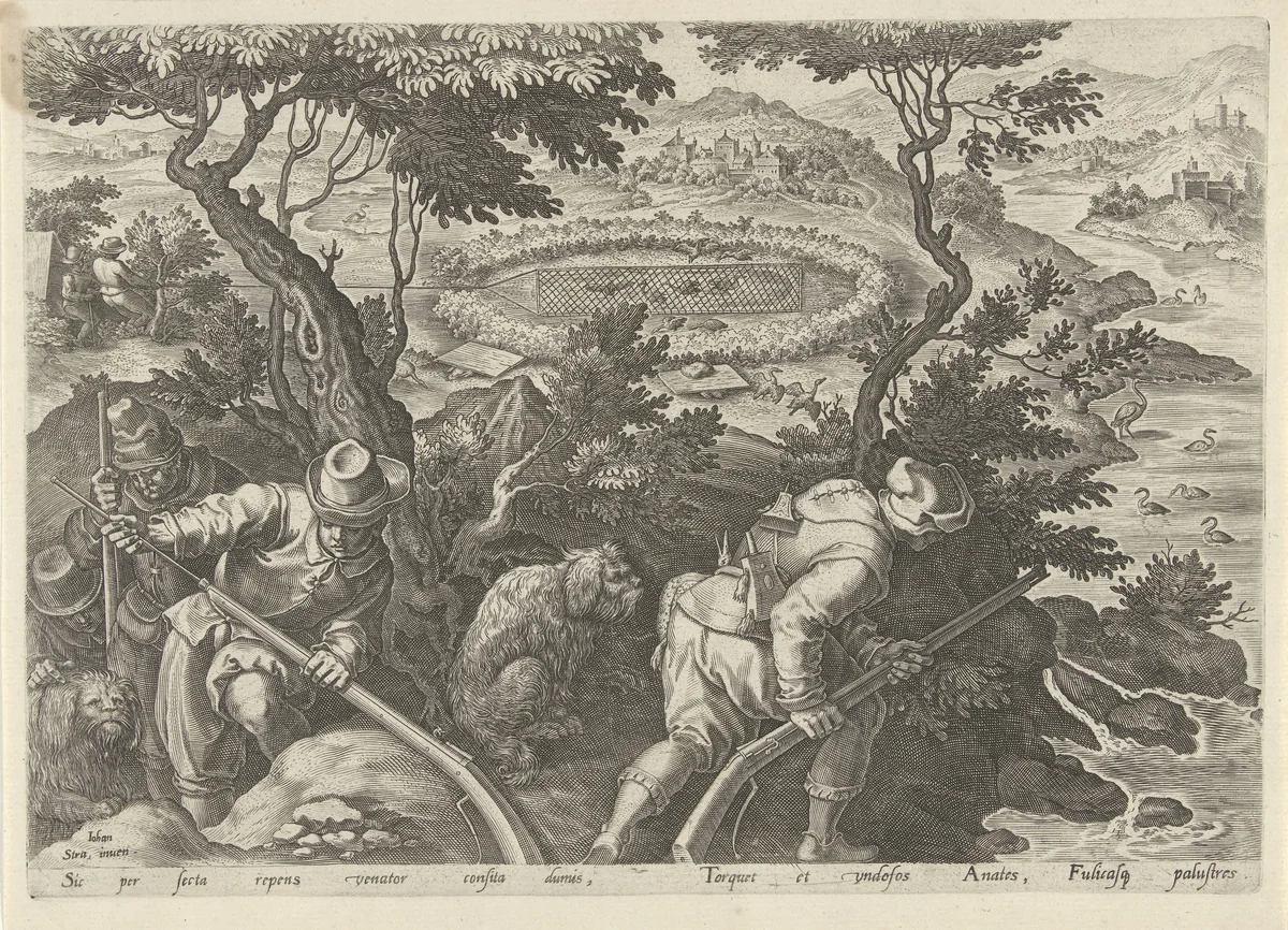 Eendenjacht by Philips Galle, print, 1578
