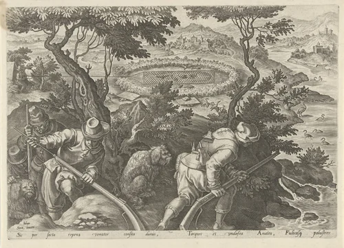 Eendenjacht by Philips Galle, print, 1578