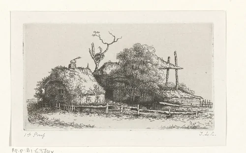 Boerderij by Jacobus Ludovicus Cornet, print, 1825-1882