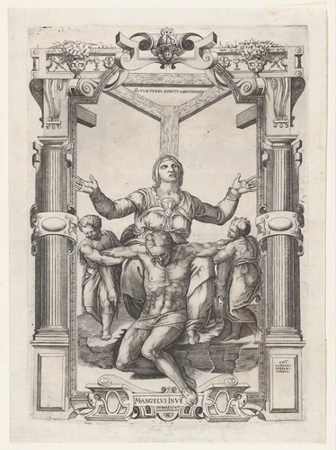 Pietà with Angels in Front of the Cross by Nicolas Beatrizet, print, 1547