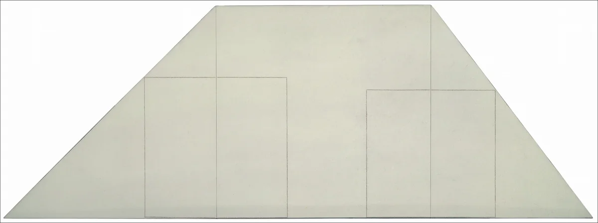 Two Squares within a Square and Two Triangles by Robert Mangold, painting, 1976