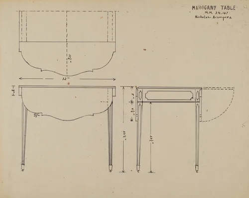 Table by Nicholas Acampora, index of american design, 1936
