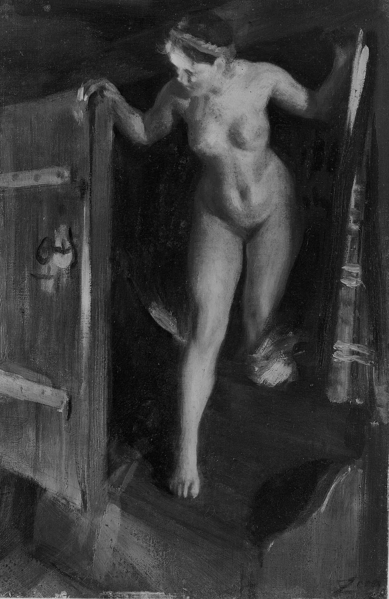Nude Girl in Doorway by Anders Leonard Zorn, painting, 1895-1905