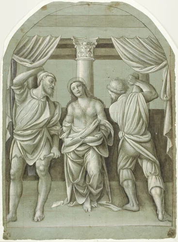 Flagellation of Saint Catherine by Bernardino Lanino, drawing, 1550-1555