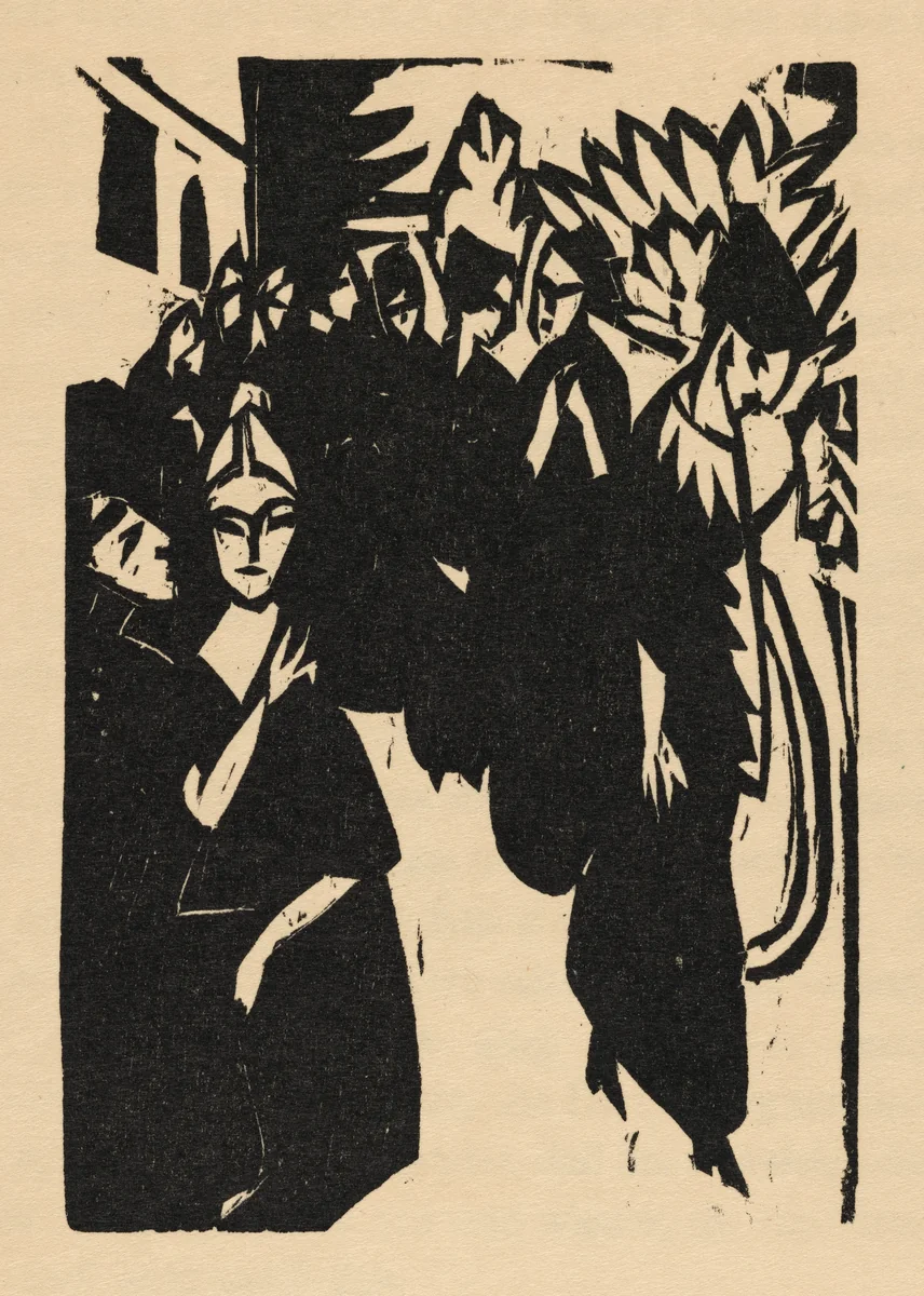 plate 3 in Alfred Döblin: Das Stiftsfräulein und der Tod (Alfred Döblin: The Canoness and Death) by Ernst Ludwig Kirchner, volume, 1913